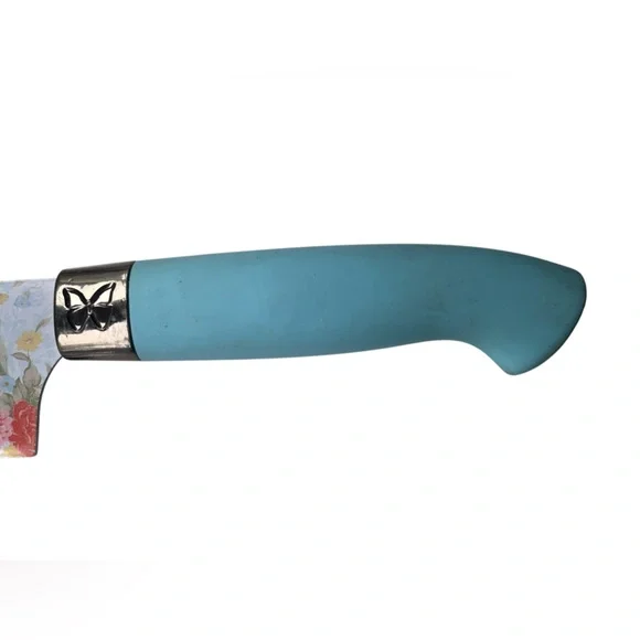 PIONEER WOMAN Floral Chef Knife Blue Handle Kitchen Cooking Cutlery Tool - Picture 3 of 5
